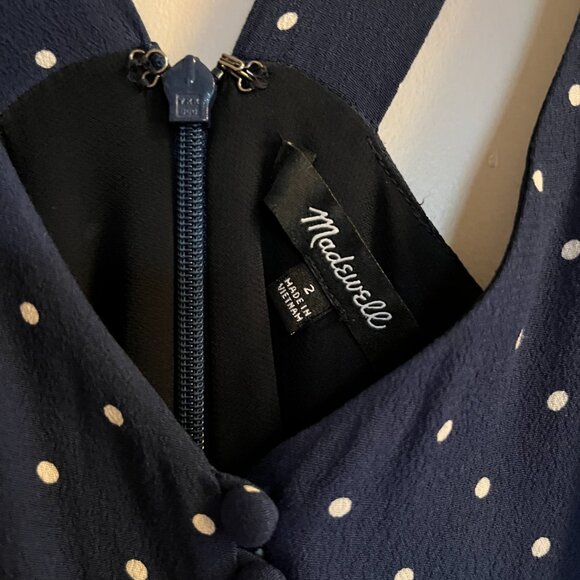 Madewell Wide Leg Jumpsuit in Navy Blue Polka Dot - Picture 6 of 9